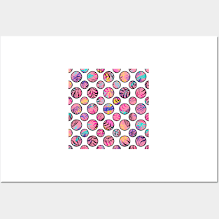 Pink polka dots bubbles Hawaii pattern Posters and Art